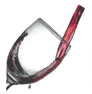 Red Wine Glass Drawn In Coloured Pencil