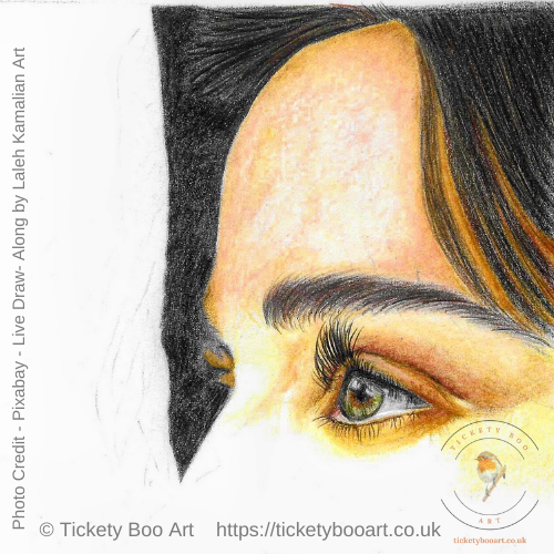 Human face Drawn in coloured pencil