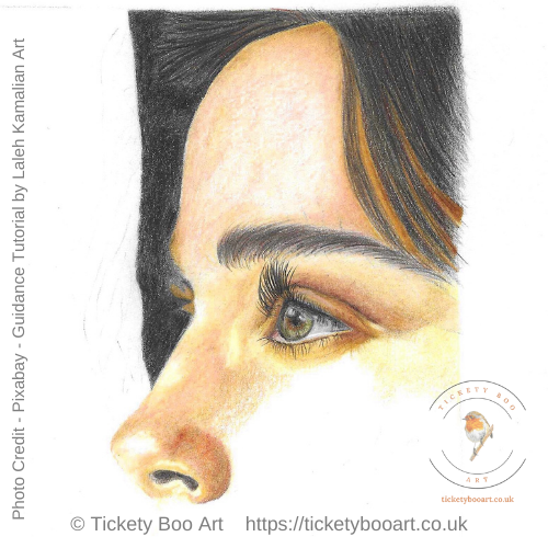 Are You There? Girls face drawn in coloured pencil